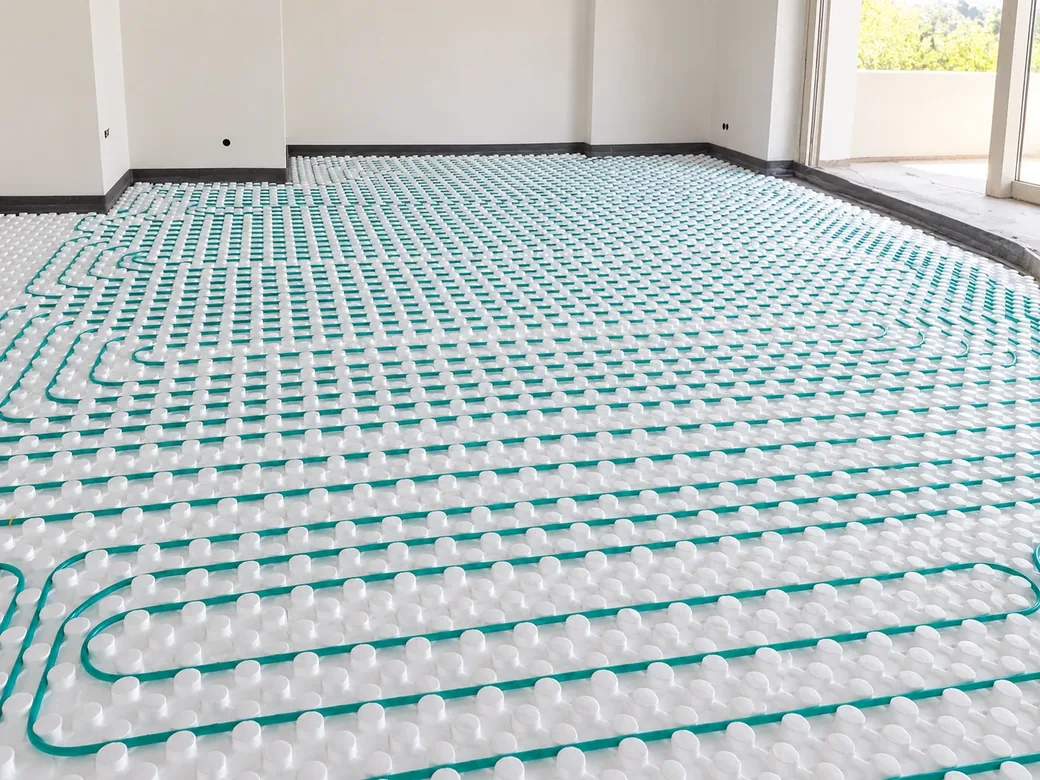Underfloor heating pipe circuits installed by SCA Engineering.