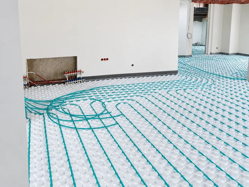 Underfloor heating manifold and connected circuits.