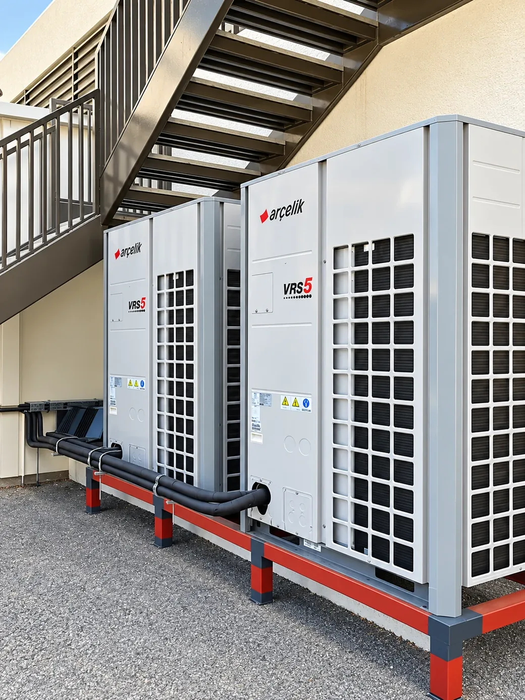 VRF klima dış ünitelerini hazırladığımız kaidelere monte ettik.