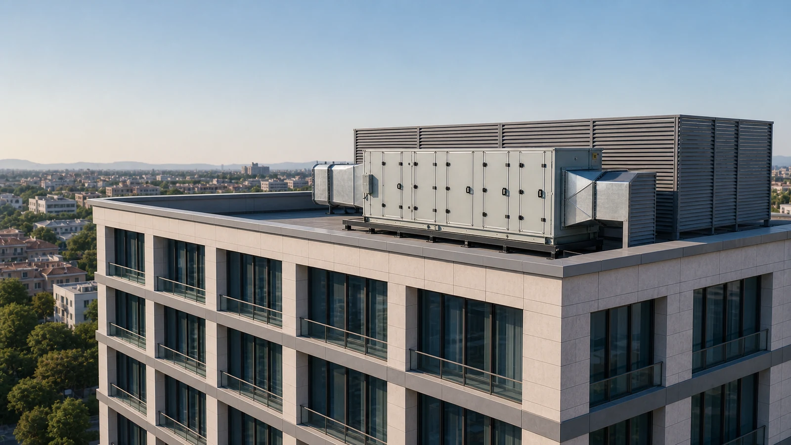 An air handling unit on a commercial building roof.